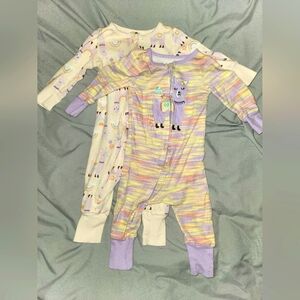 Kids Headquarters Kids' 2-pack Cotton Sleepers, Llama 9mo